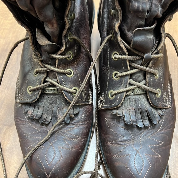 Vintage Brown Leather Lace-Up Boots Mens 8 Womens 10 - Picture 6 of 6